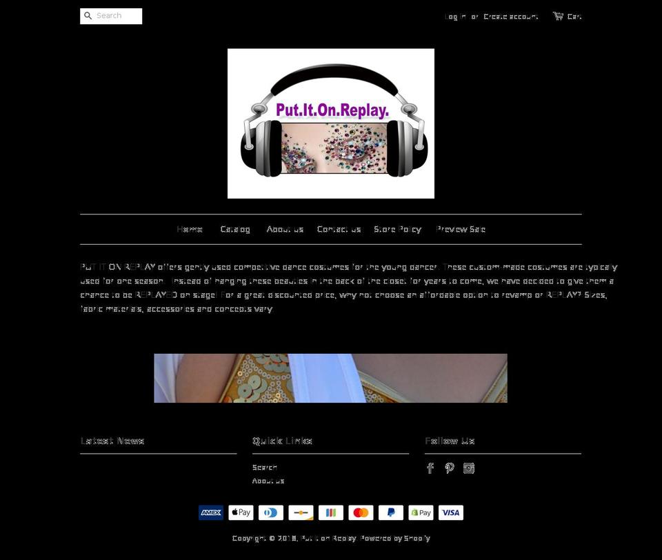 putitonreplay.net shopify website screenshot