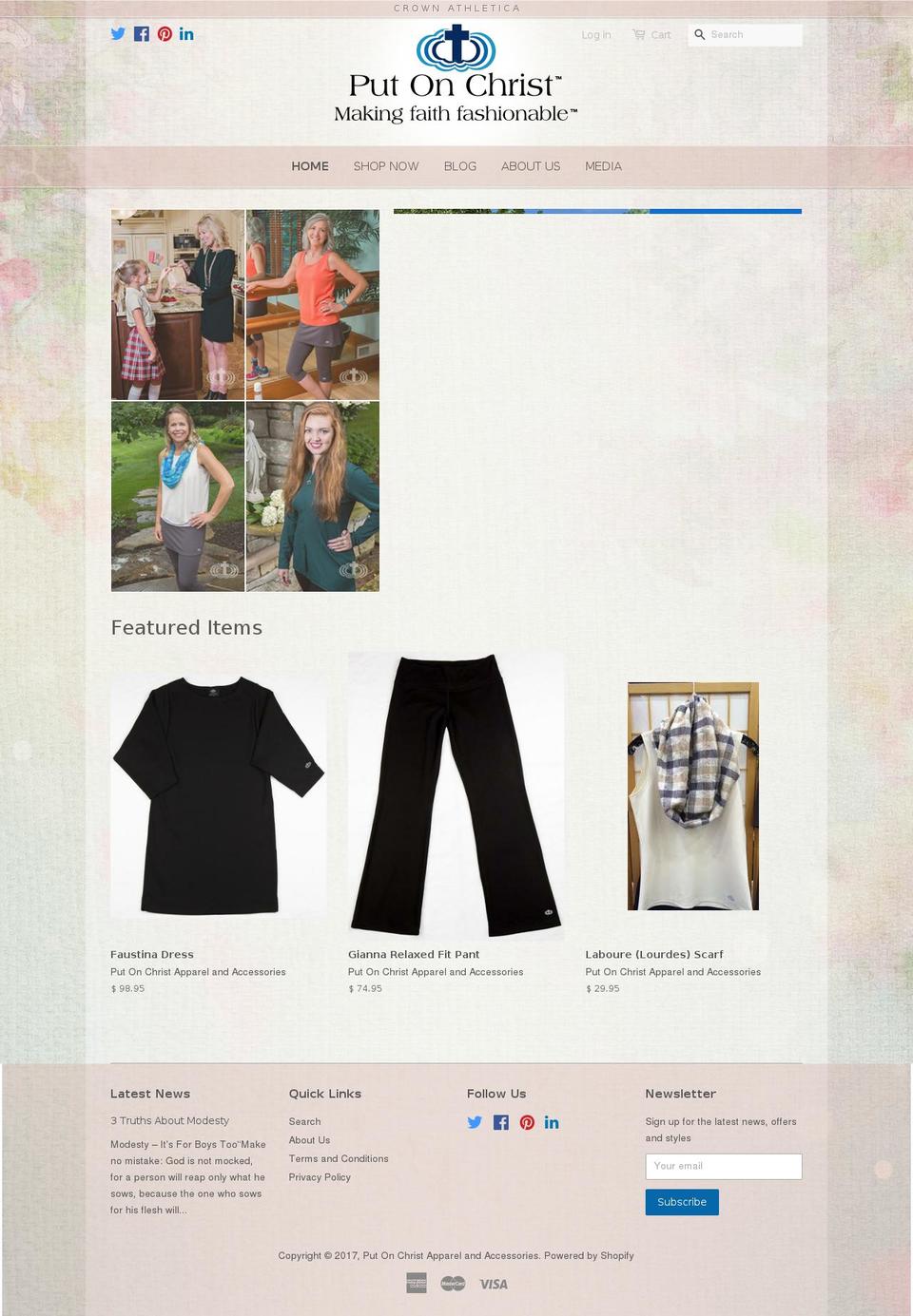 putonchrist.org shopify website screenshot