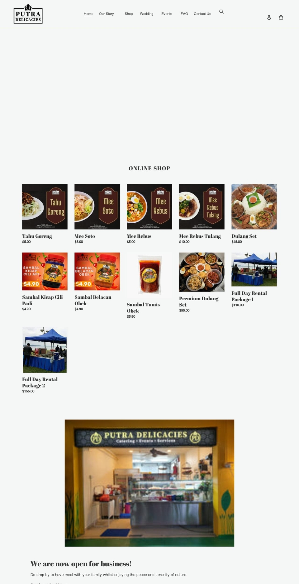 putradelicacies.com shopify website screenshot