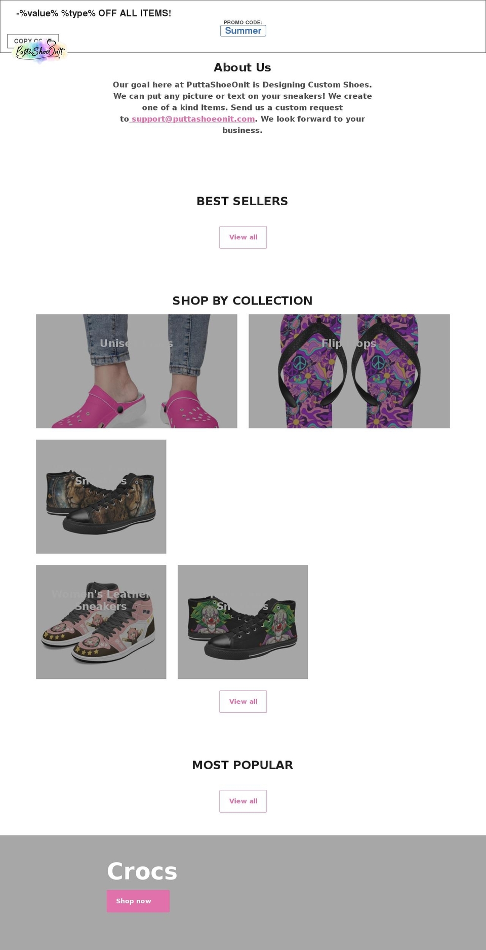 puttashoeonit.com shopify website screenshot