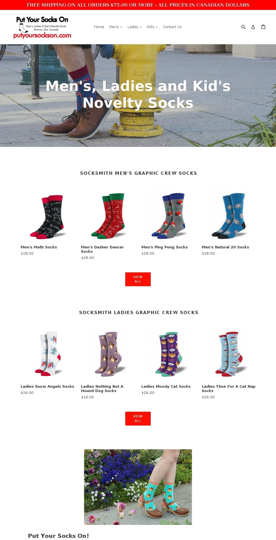 putyoursockson.com shopify website screenshot