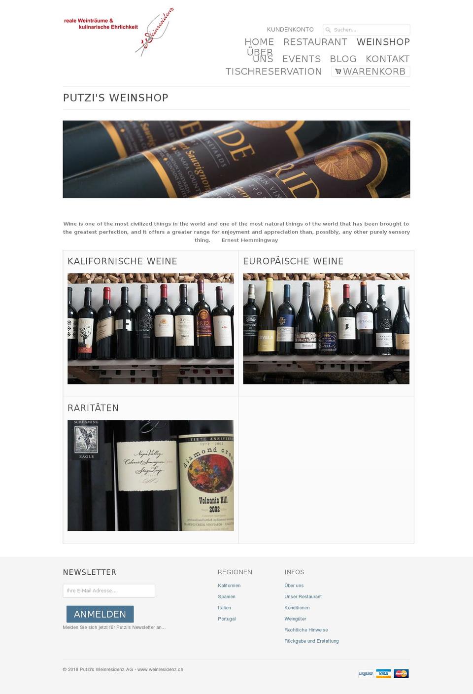 putzi-wein.ch shopify website screenshot