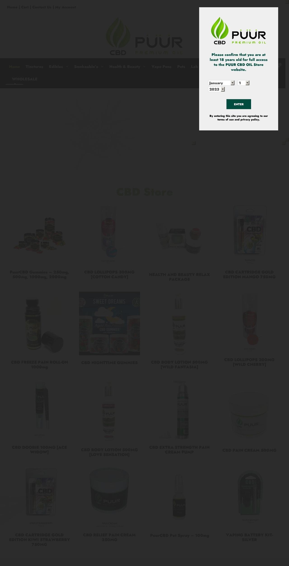 puurcbdoil.com — Shopify storefront screenshot