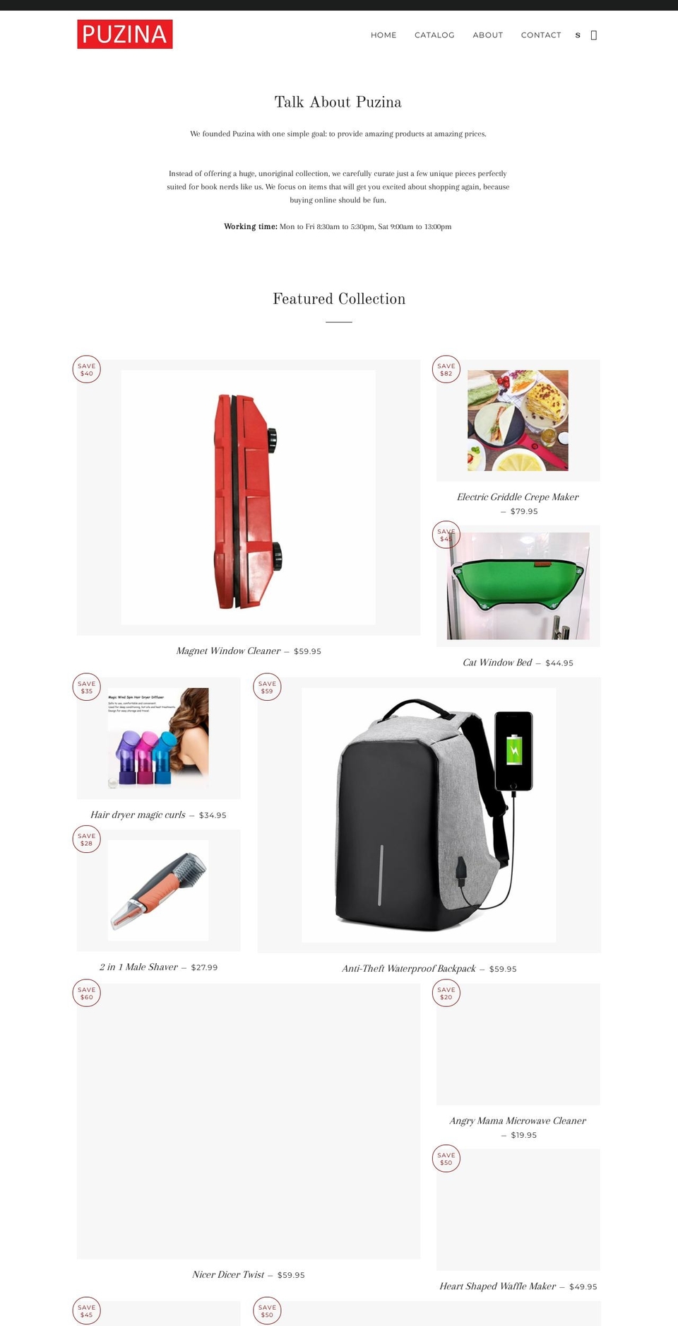 puzina.net shopify website screenshot