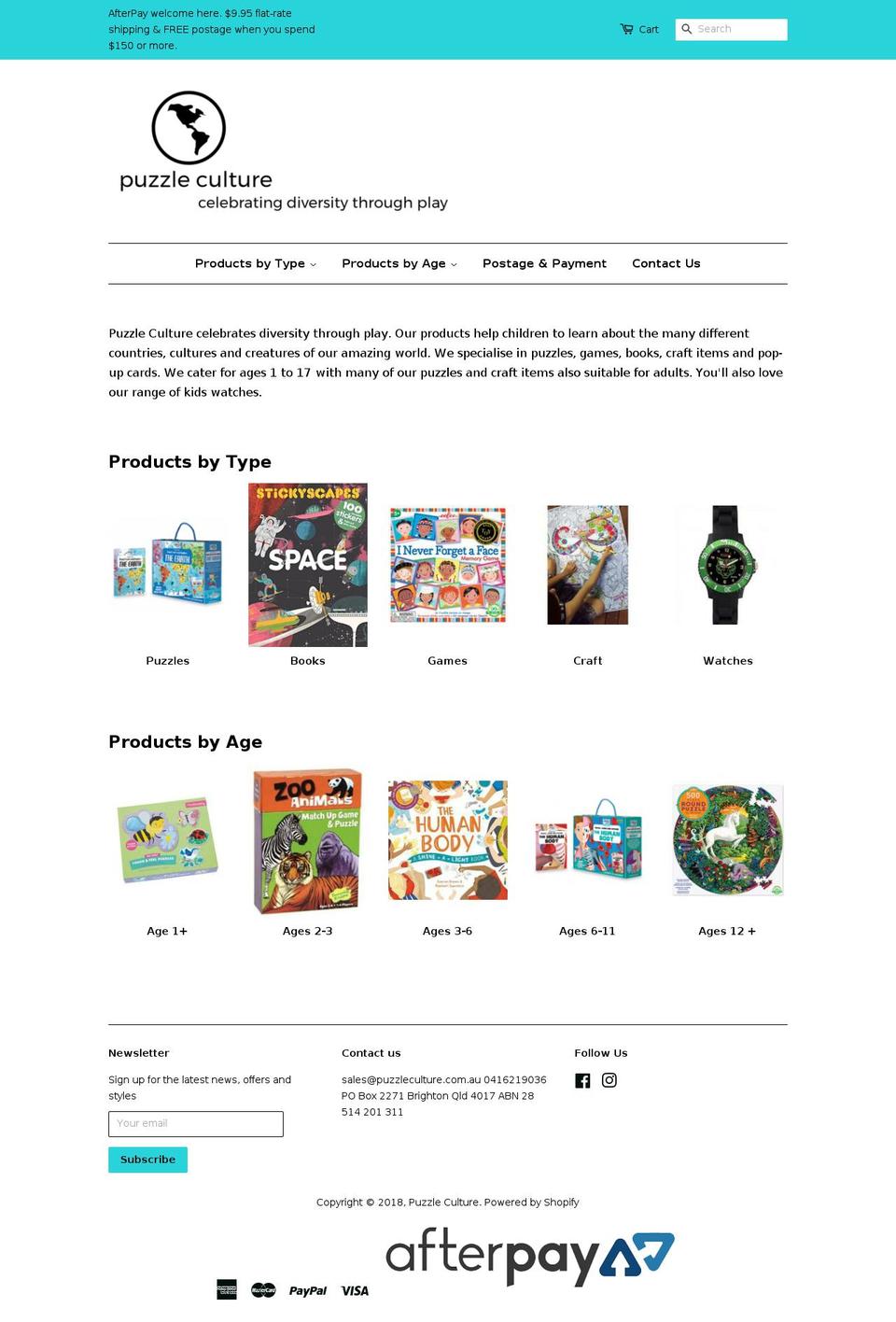 puzzleculture.com.au shopify website screenshot