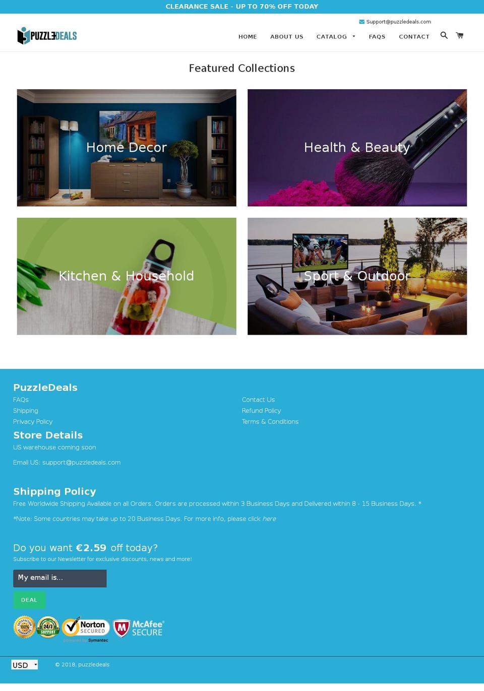 puzzledeals.com shopify website screenshot