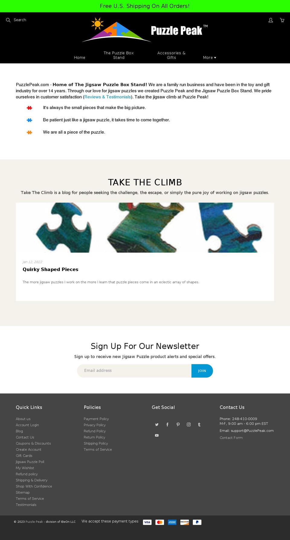 puzzlepeak.com shopify website screenshot
