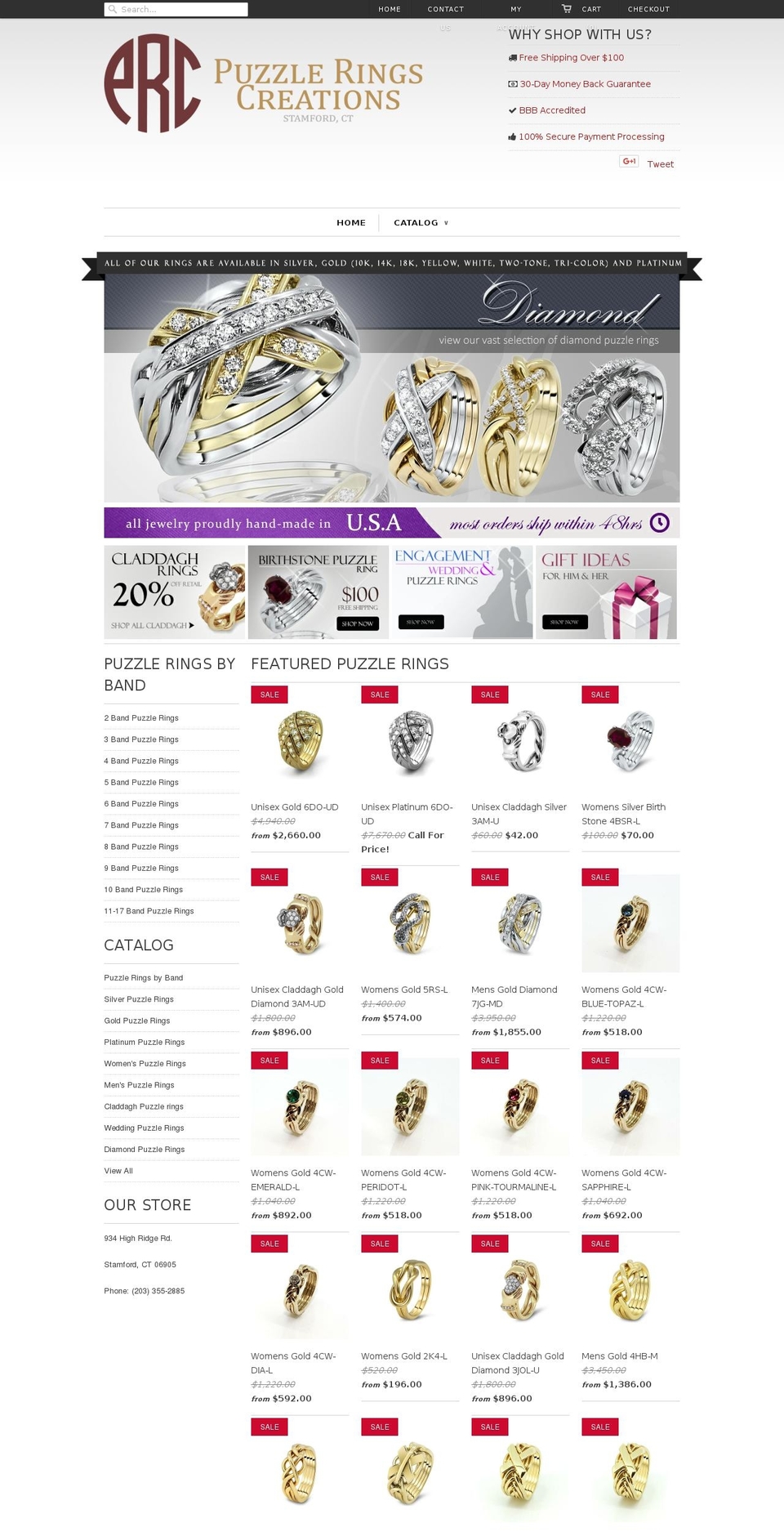 puzzleringscreations.com shopify website screenshot