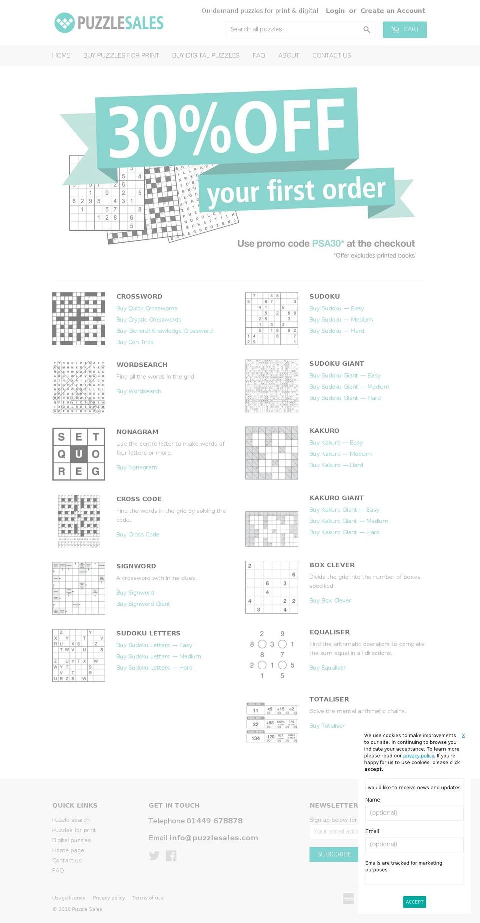 puzzlesales.com shopify website screenshot