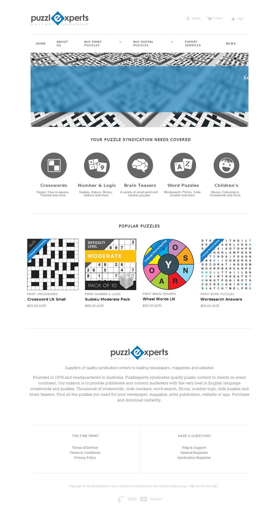 puzzlesyndication.com — Shopify storefront screenshot