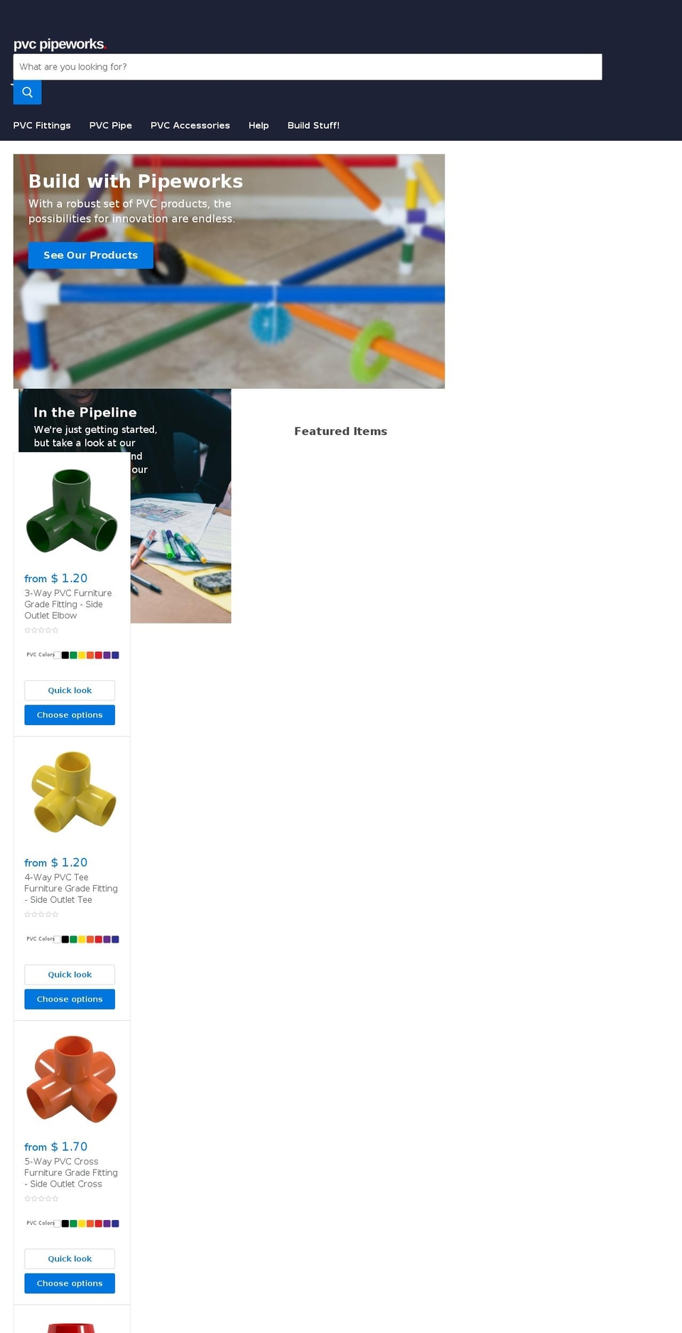 pvcfittingstore.com shopify website screenshot