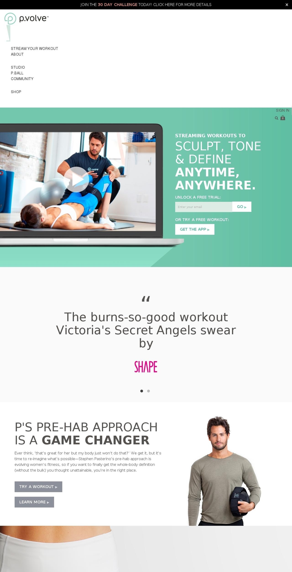 Pvolve - Production Shopify theme site example pvolvefitness.com