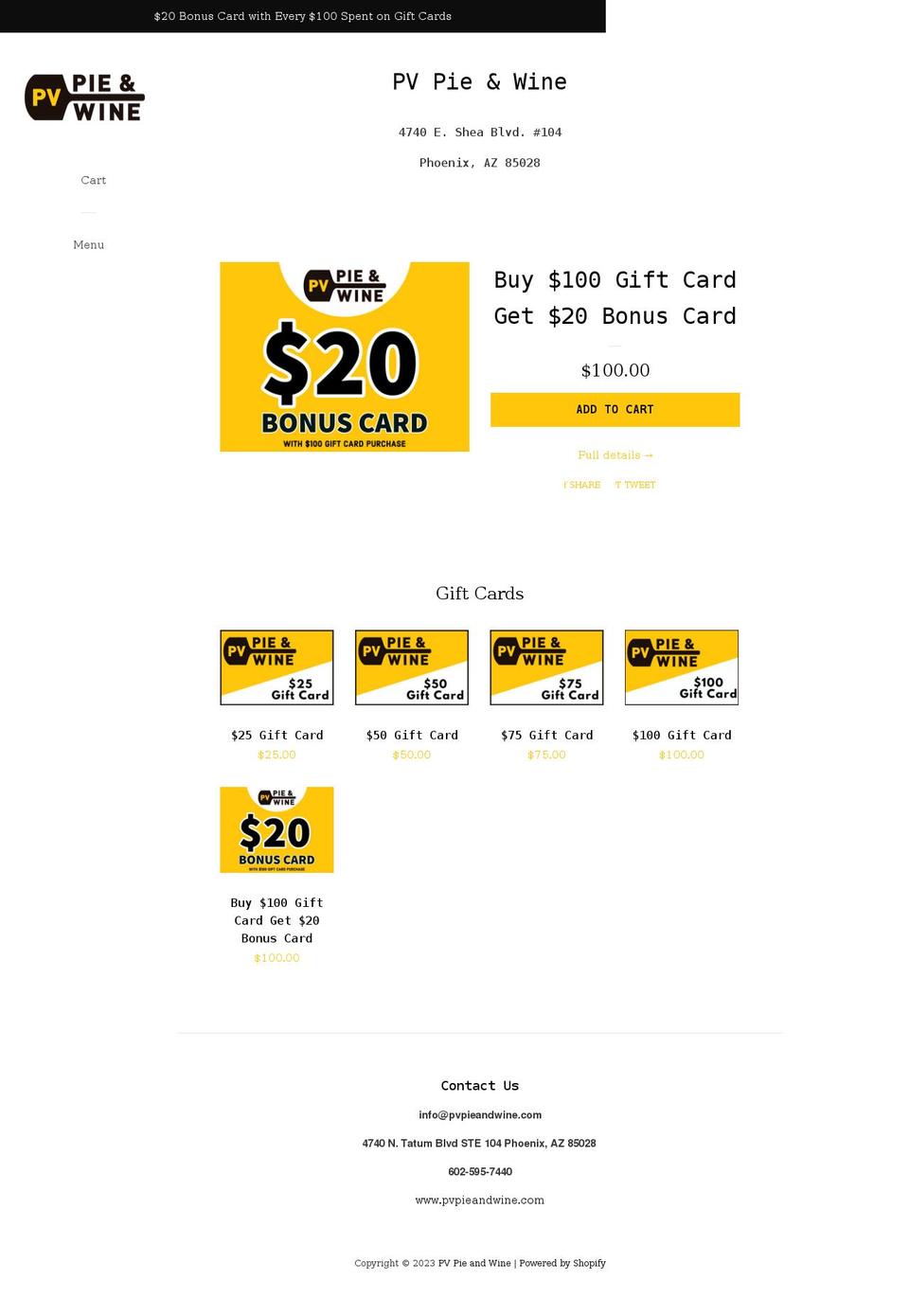 pvpieandwine-store.com shopify website screenshot