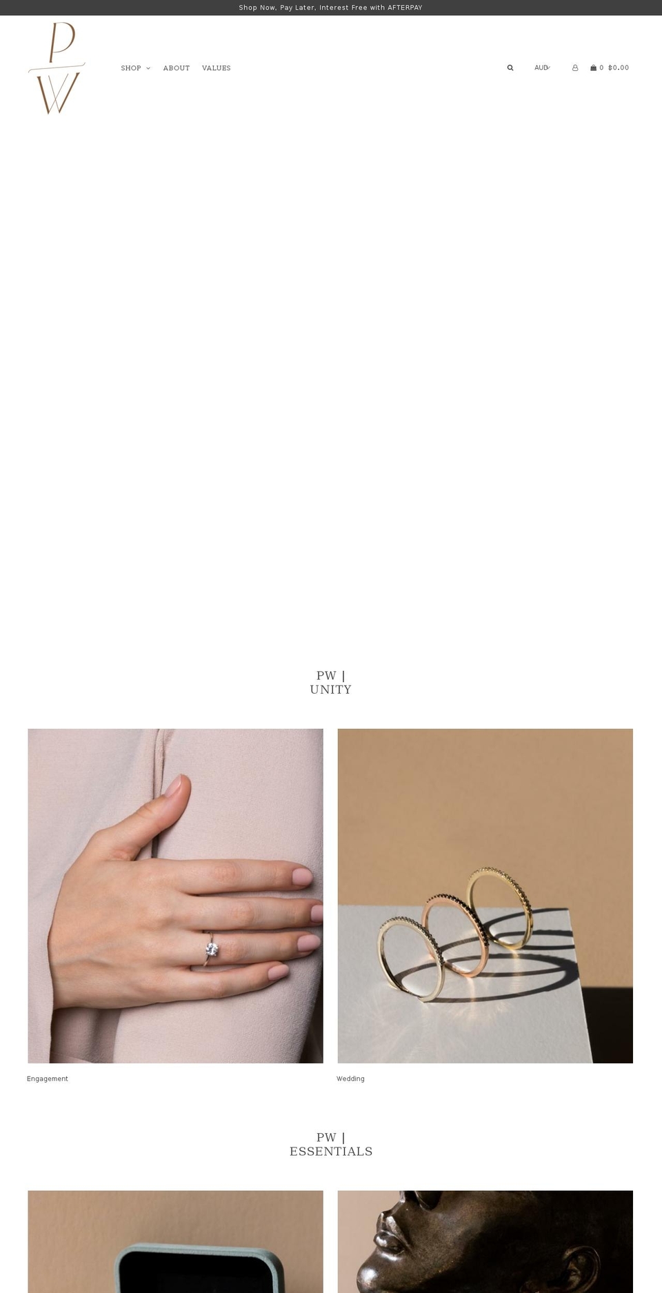 pw-finejewellery.com — Shopify storefront screenshot