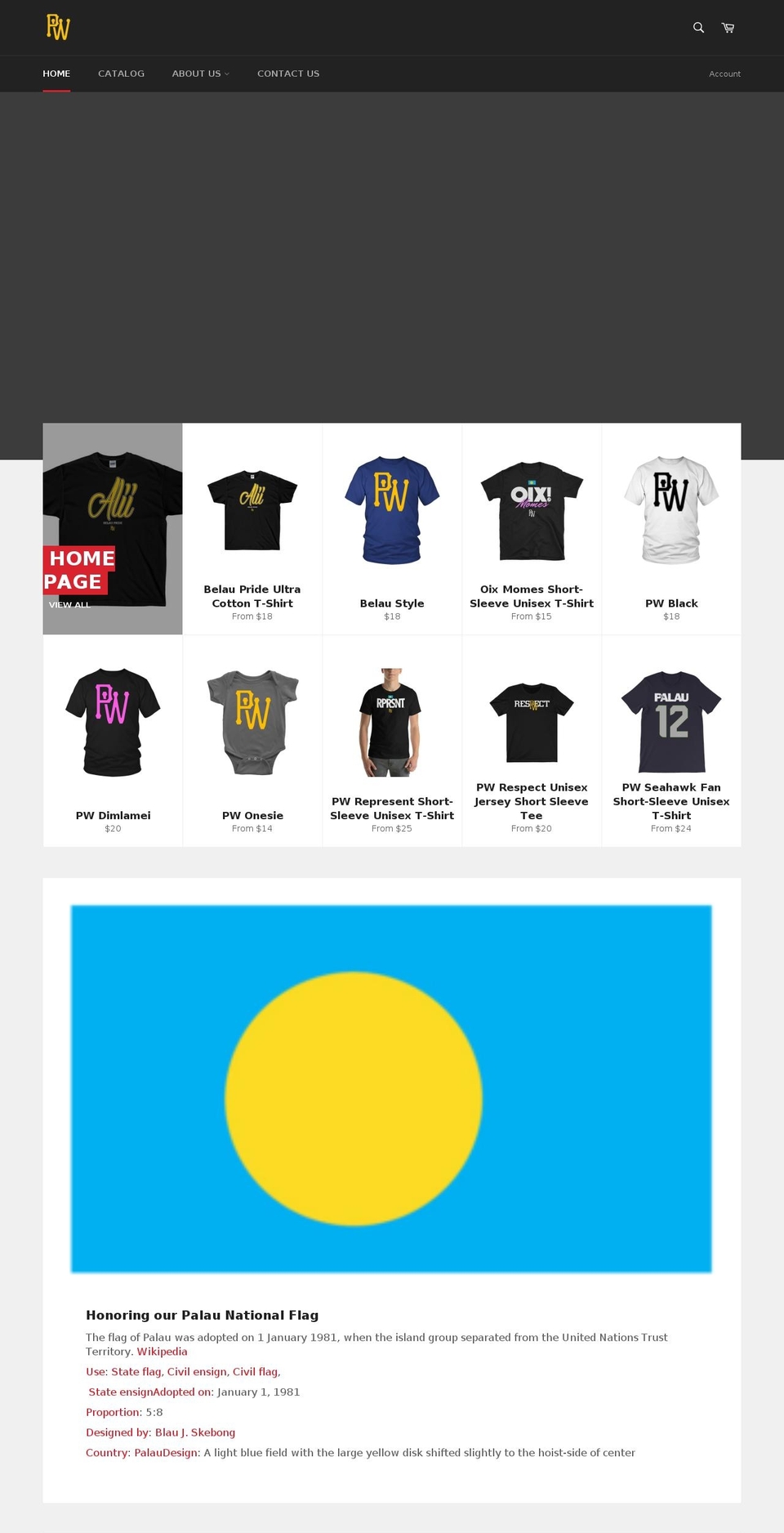pwclothings.com — Shopify storefront screenshot