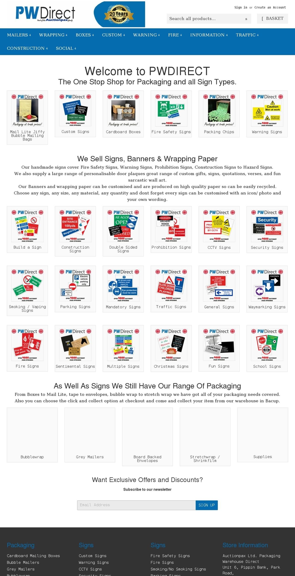 pwdirect.co.uk shopify website screenshot