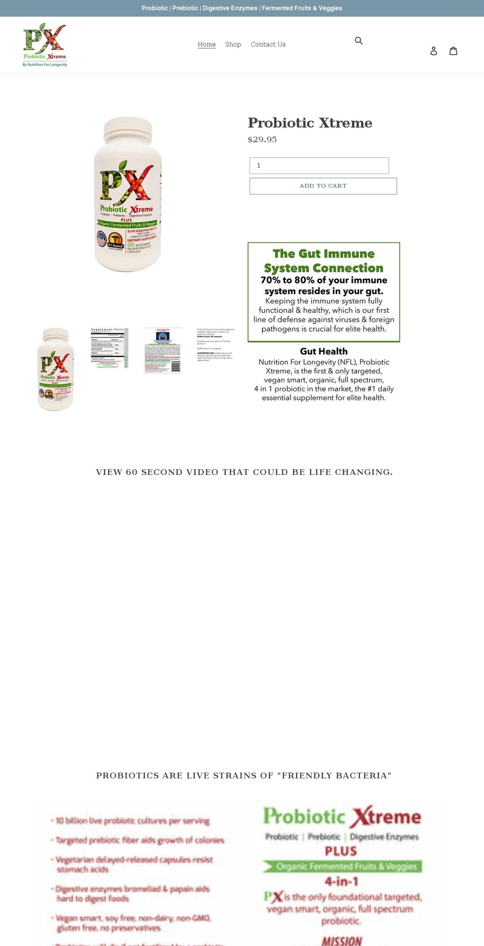 pxprobioticextreme.com shopify website screenshot
