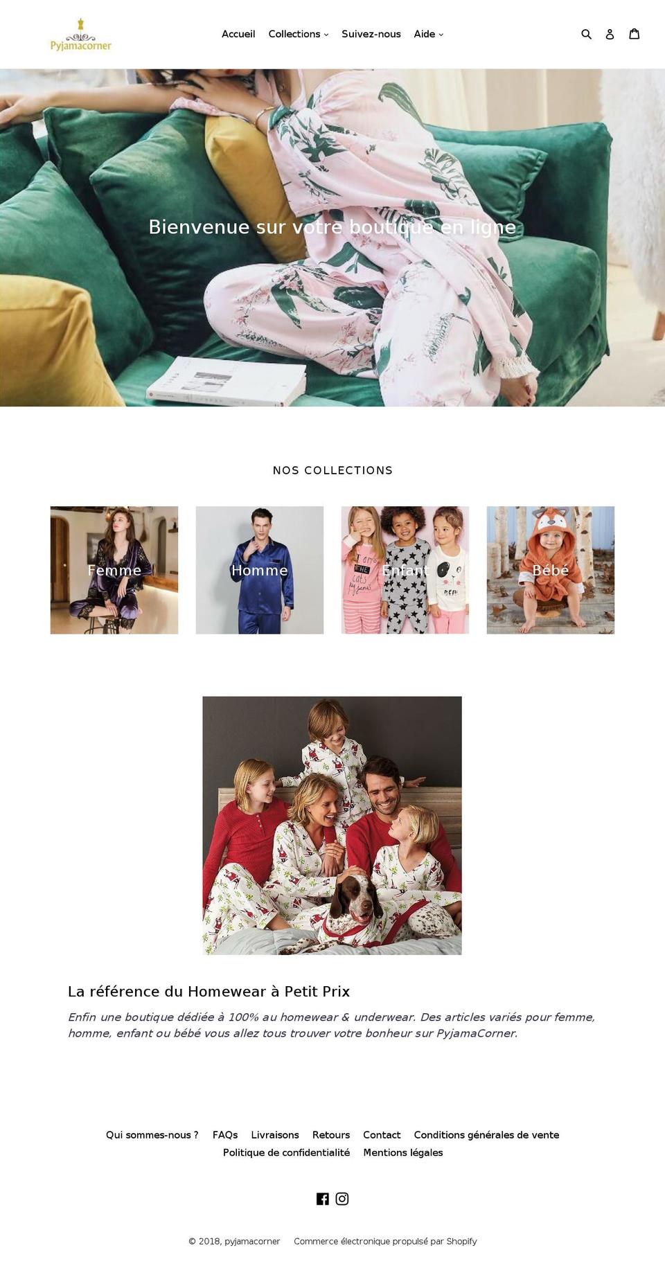 pyjamacorner.com — Shopify storefront screenshot