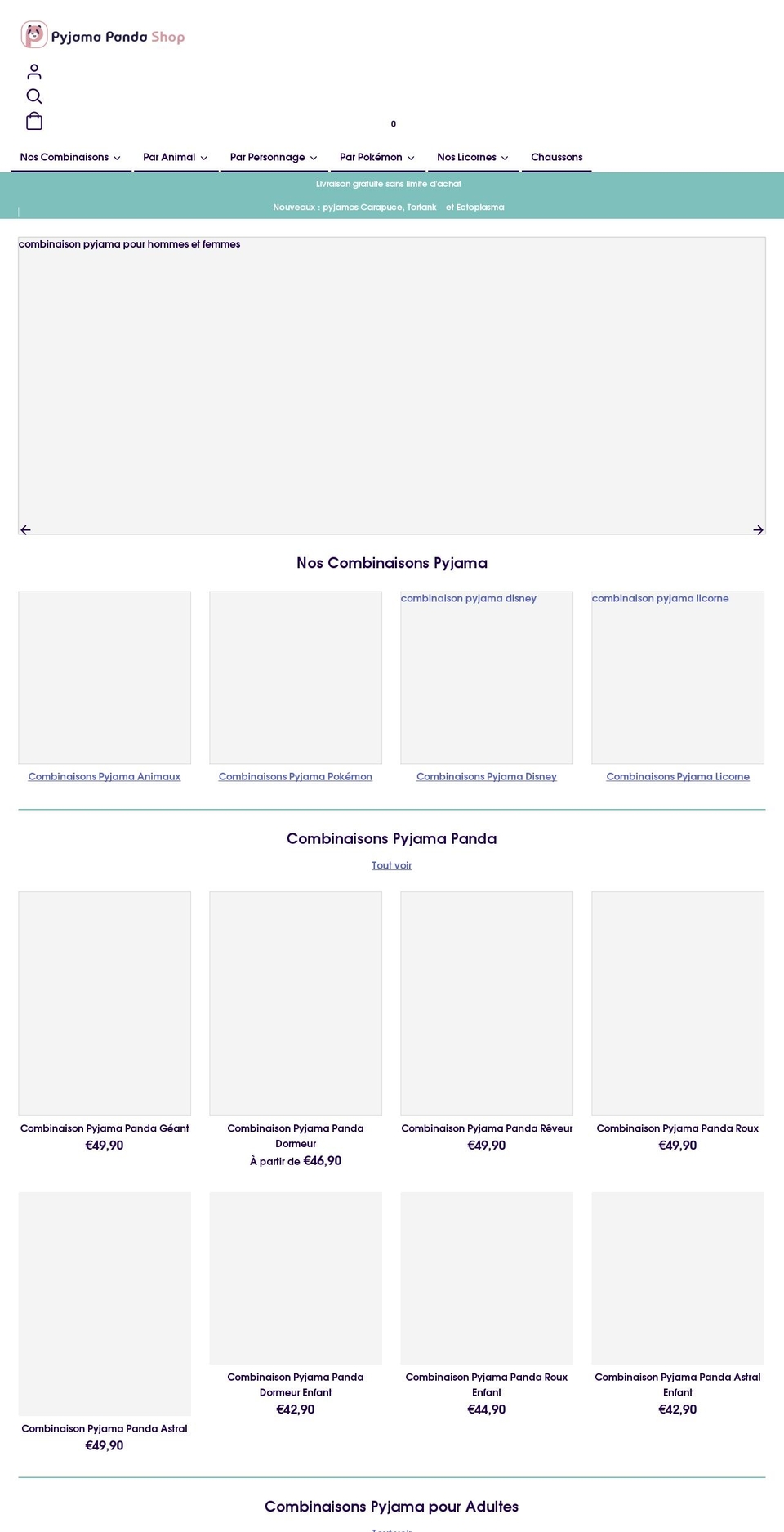 pyjamapanda-shop.com shopify website screenshot
