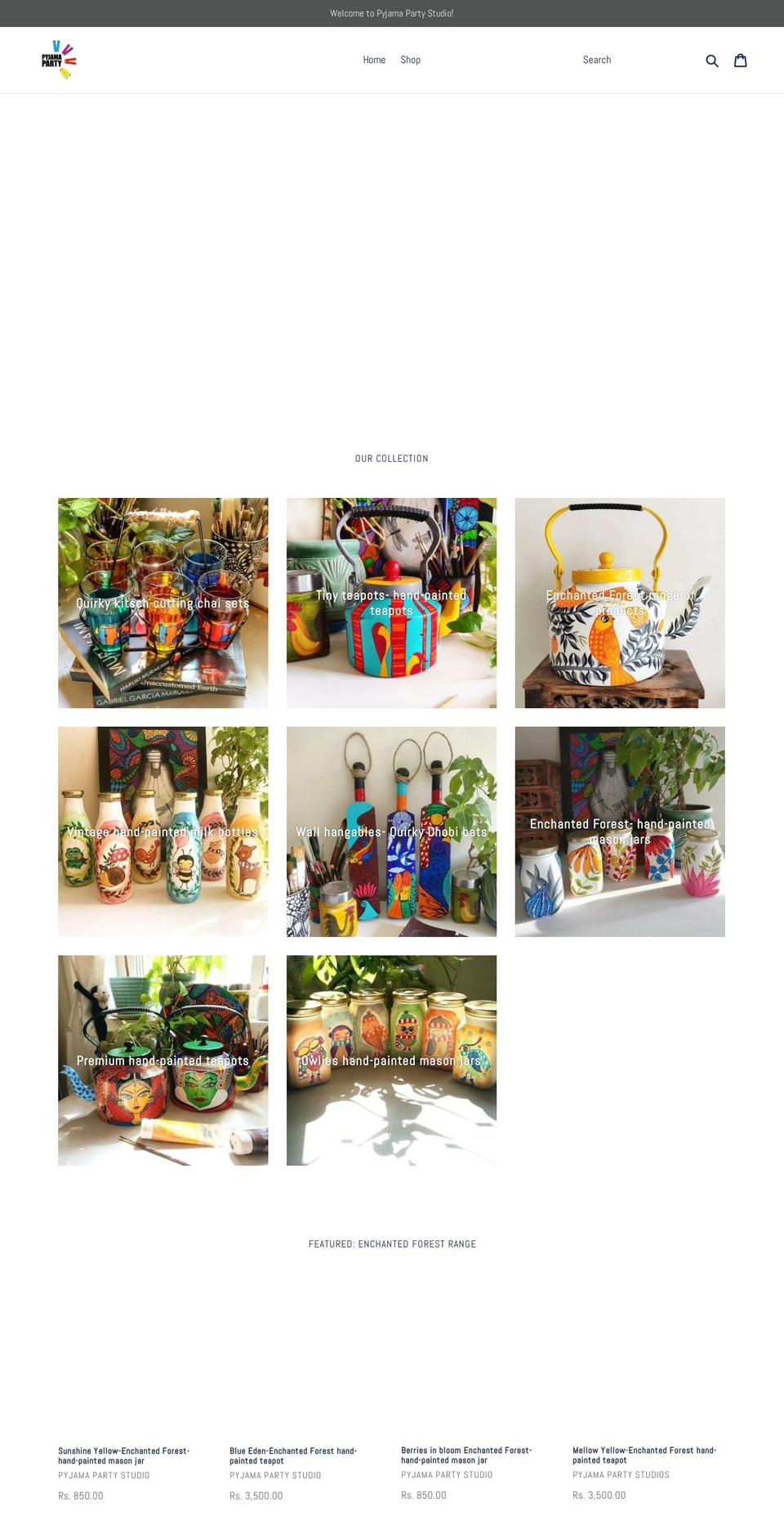 pyjamapartystudio.com shopify website screenshot