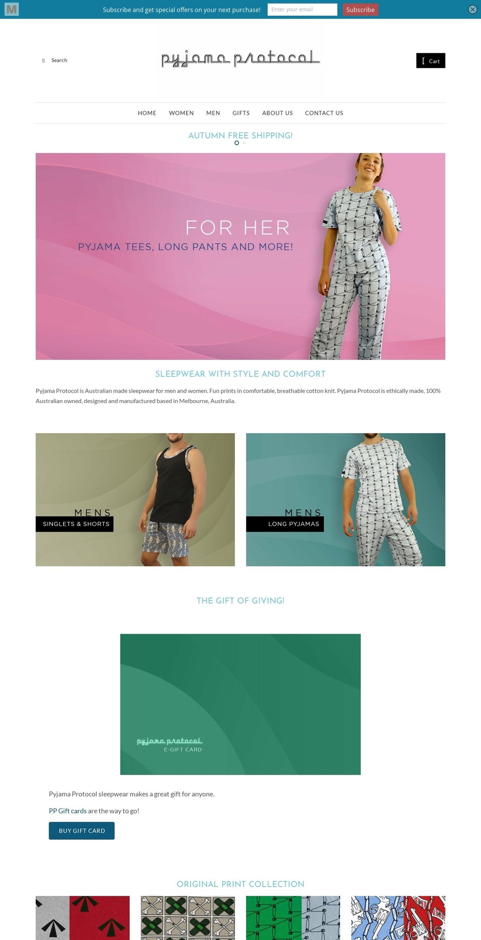 pyjamaprotocol.com shopify website screenshot