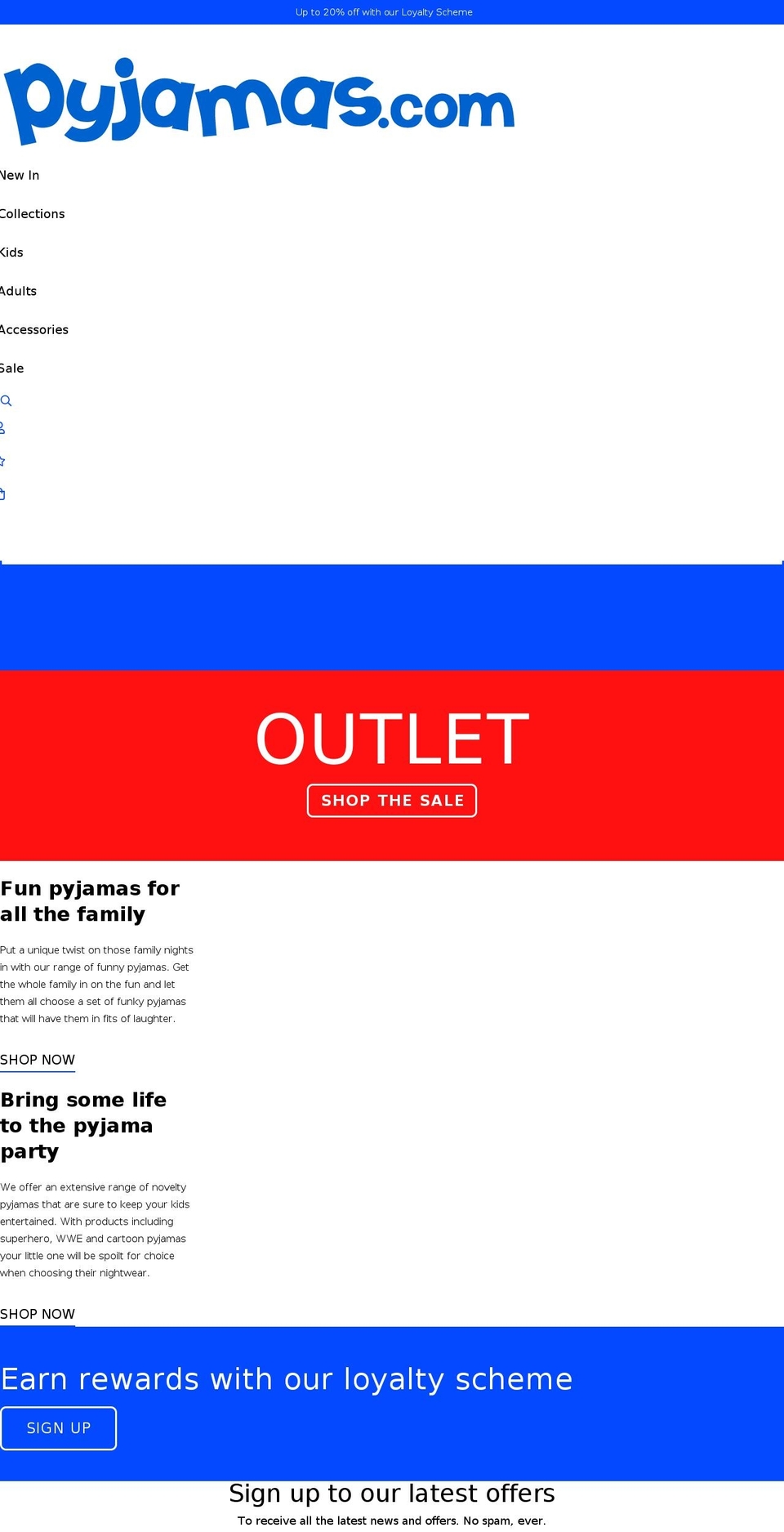 pyjamas.com shopify website screenshot