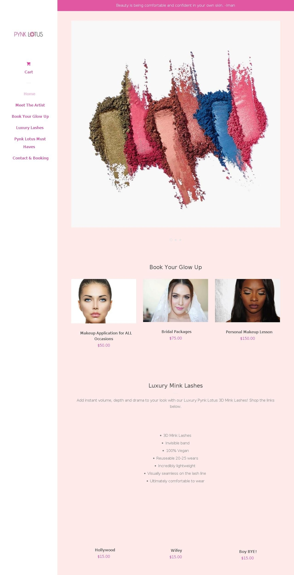 pynklotus.com — Shopify storefront screenshot