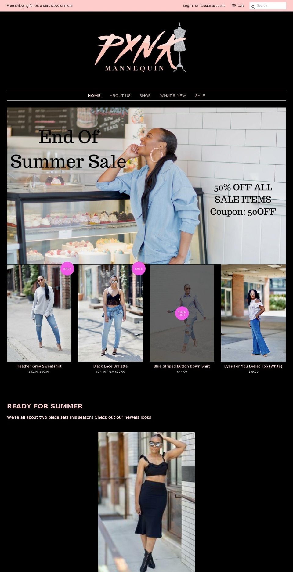 pynkmannequin.com shopify website screenshot