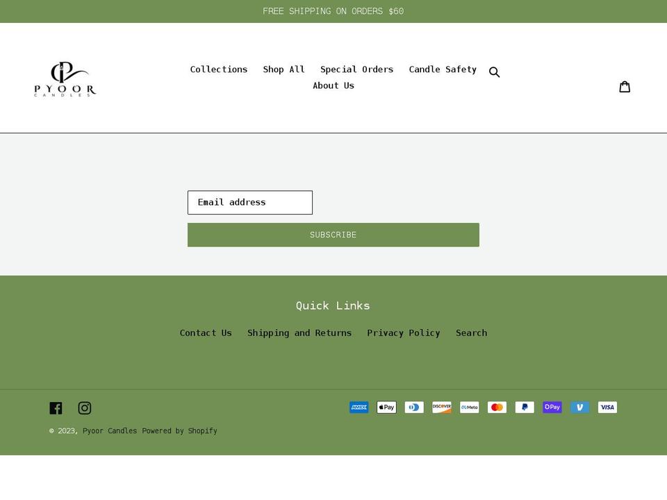pyoorcandles.com shopify website screenshot