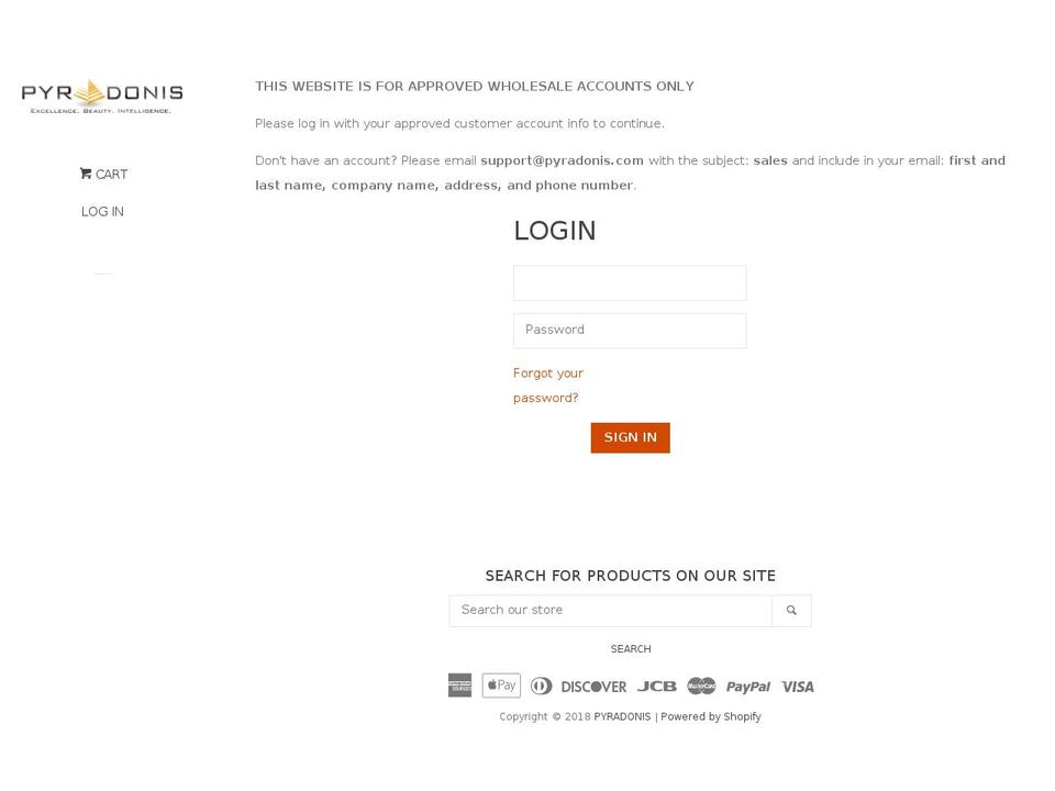 pyradonis.com shopify website screenshot