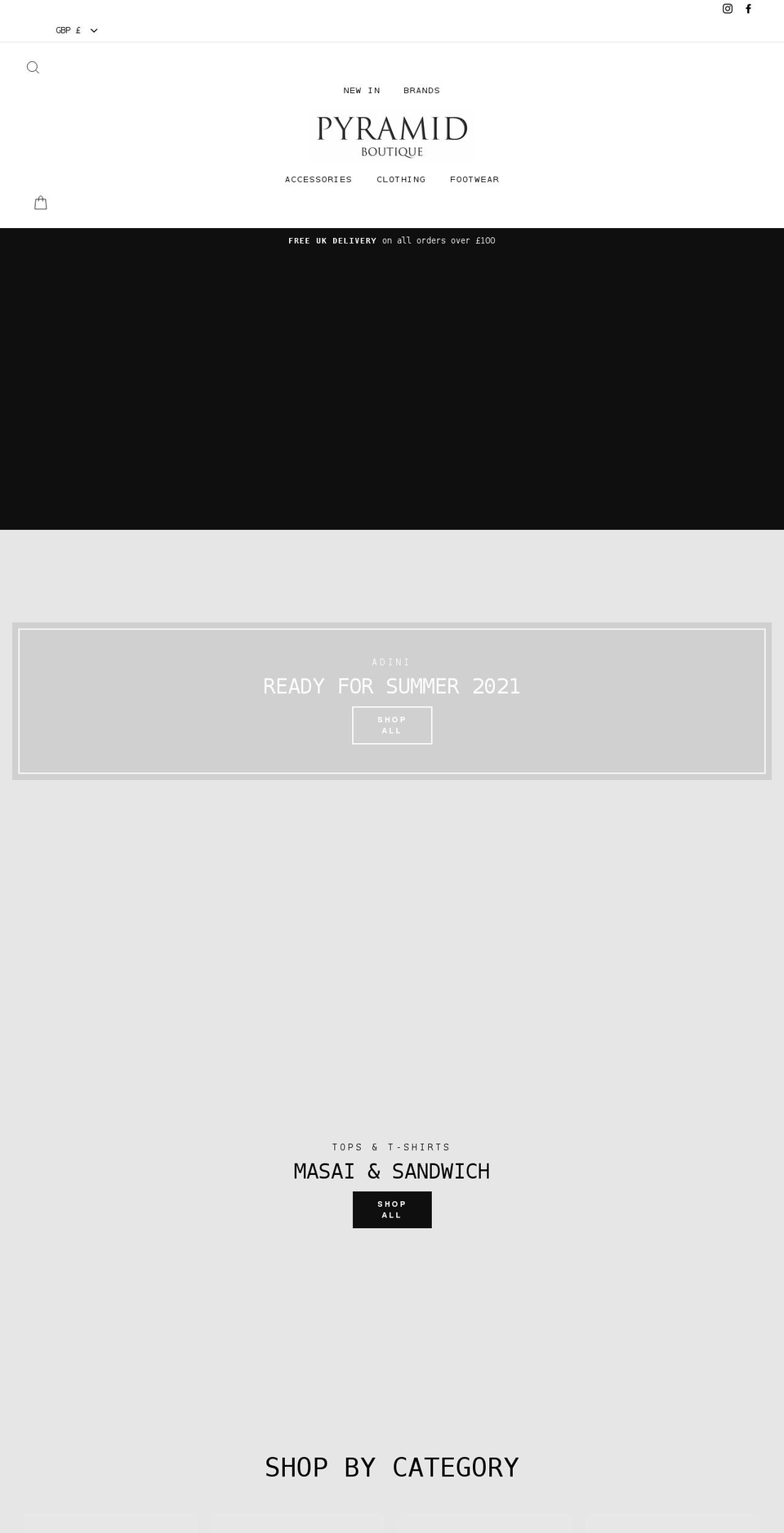 pyramidboutique.co.uk shopify website screenshot