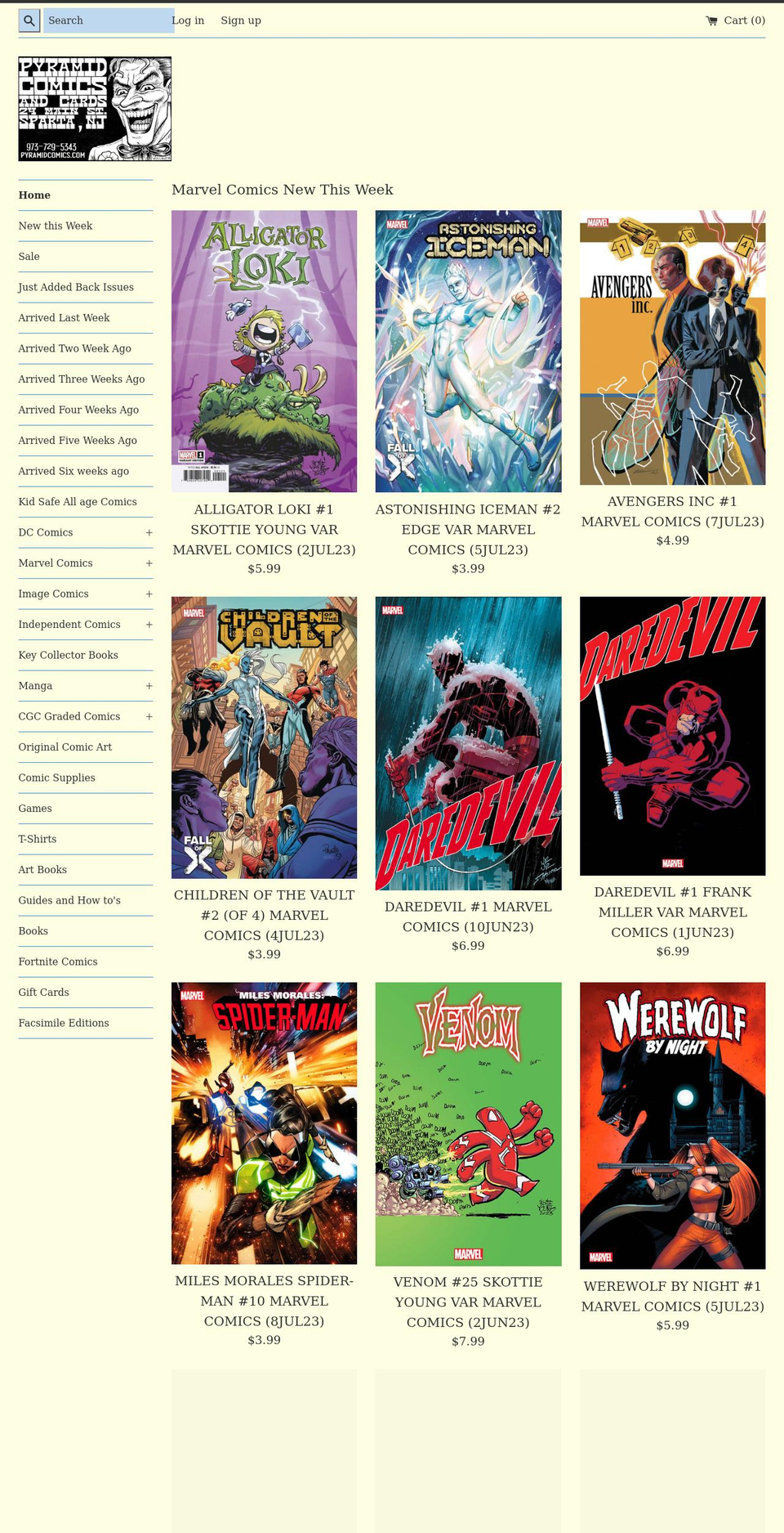 pyramidcomics.com shopify website screenshot