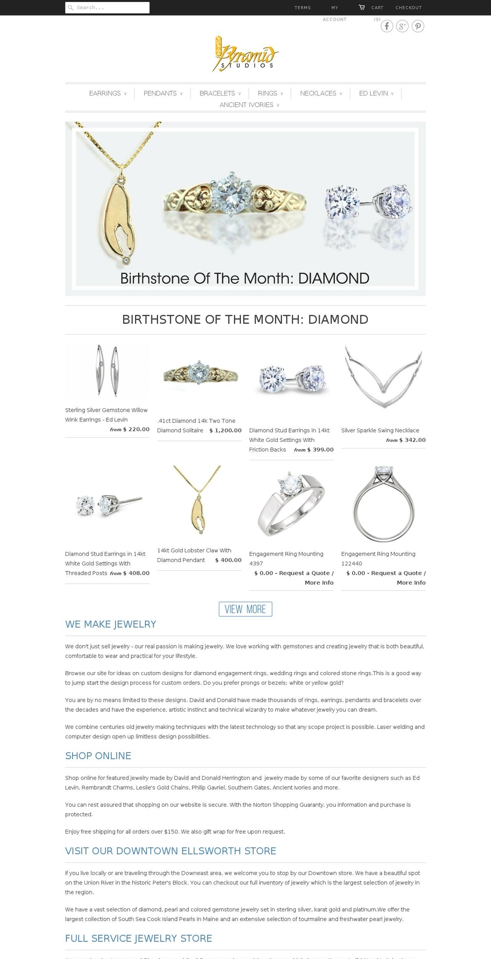 pyramidjewelry.com shopify website screenshot