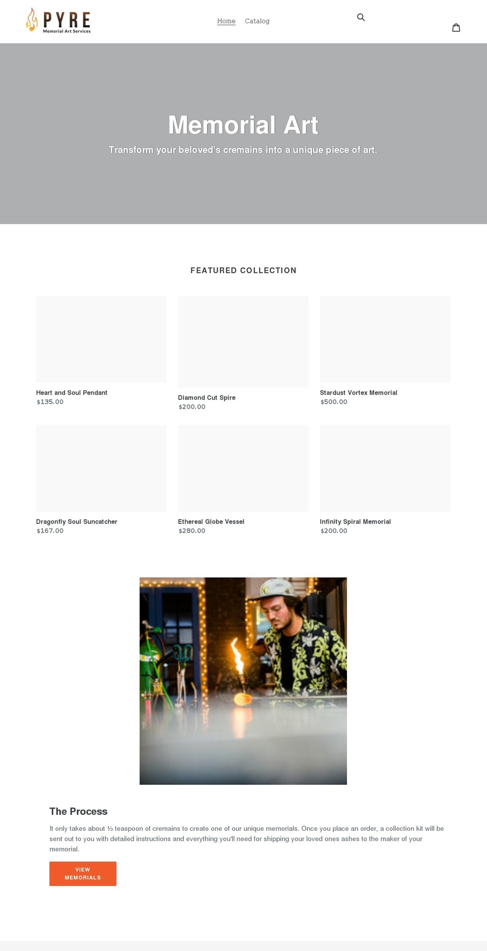 pyreart.com shopify website screenshot