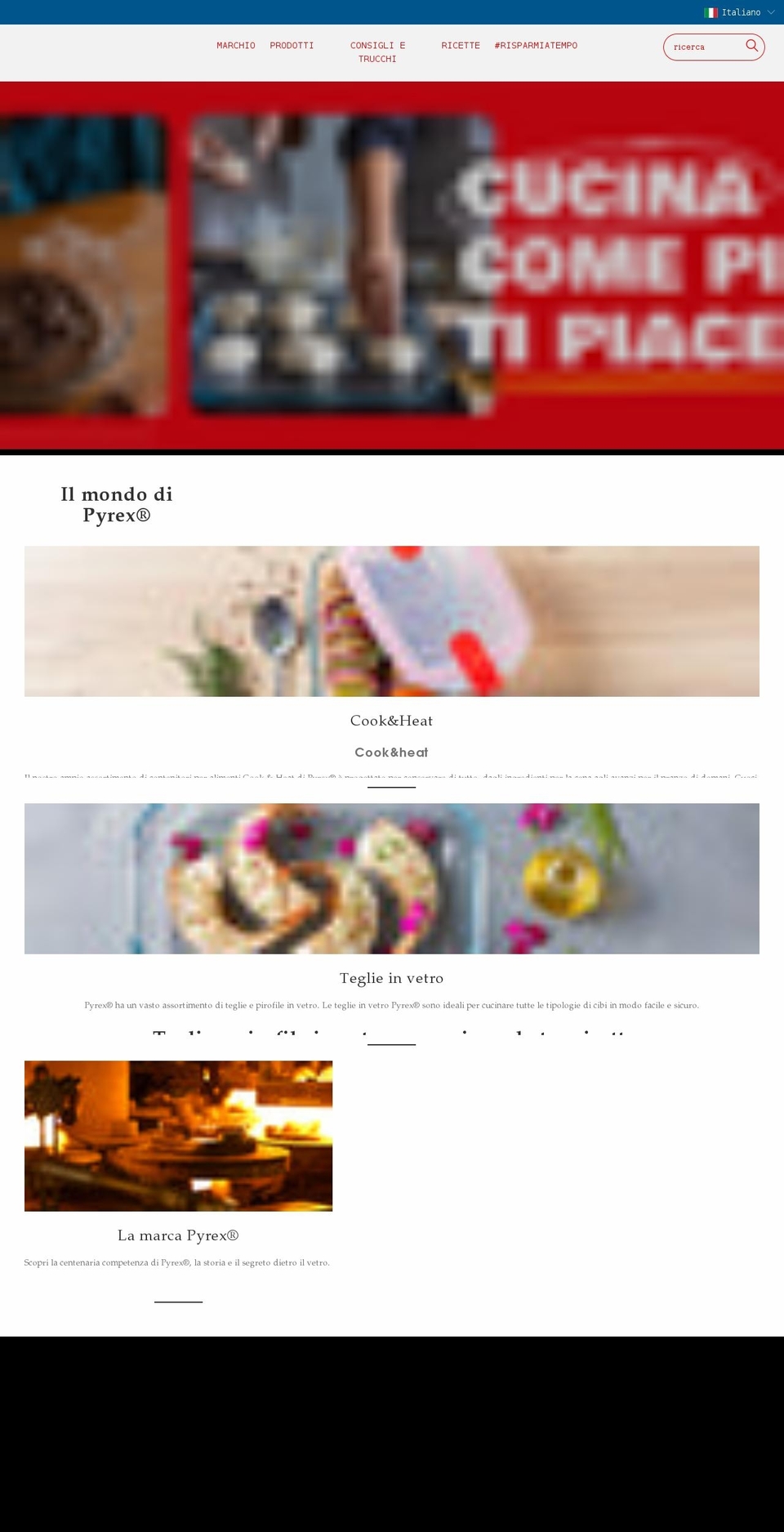 pyrex.it shopify website screenshot