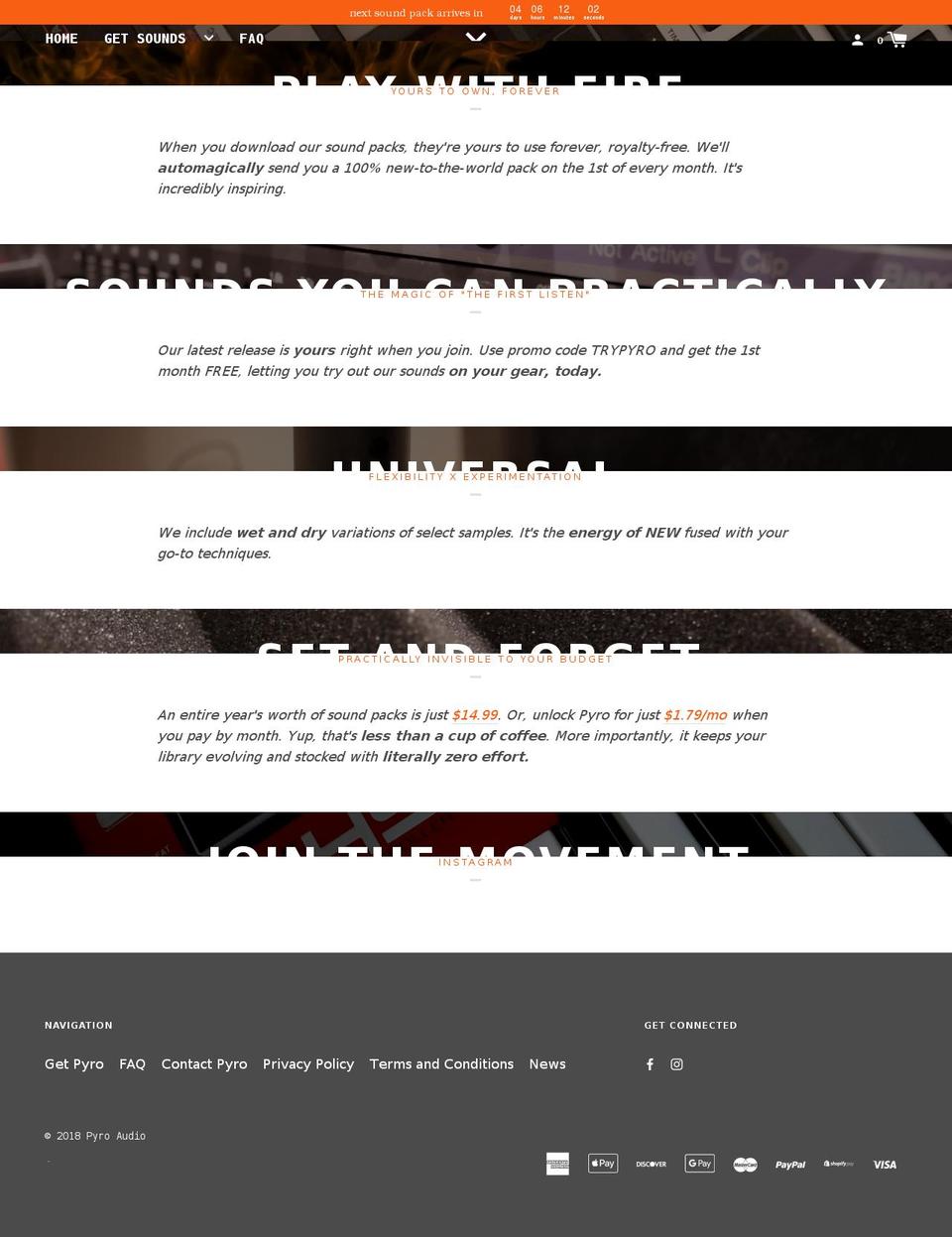 pyroaudio.com shopify website screenshot