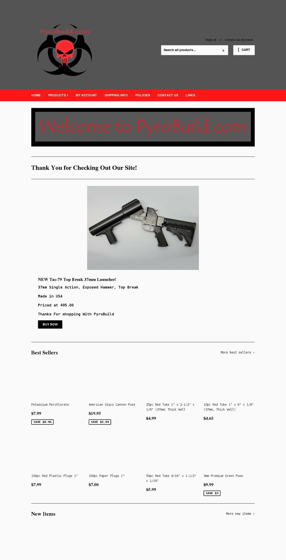 pyrobuild.com shopify website screenshot