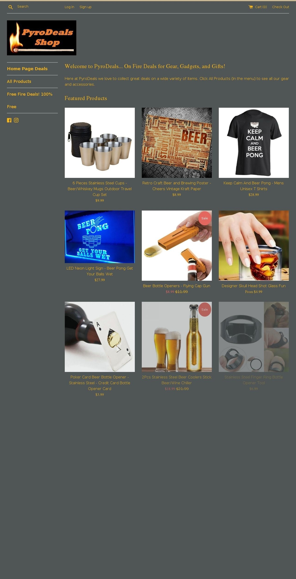 pyrodealsshop.com — Shopify storefront screenshot