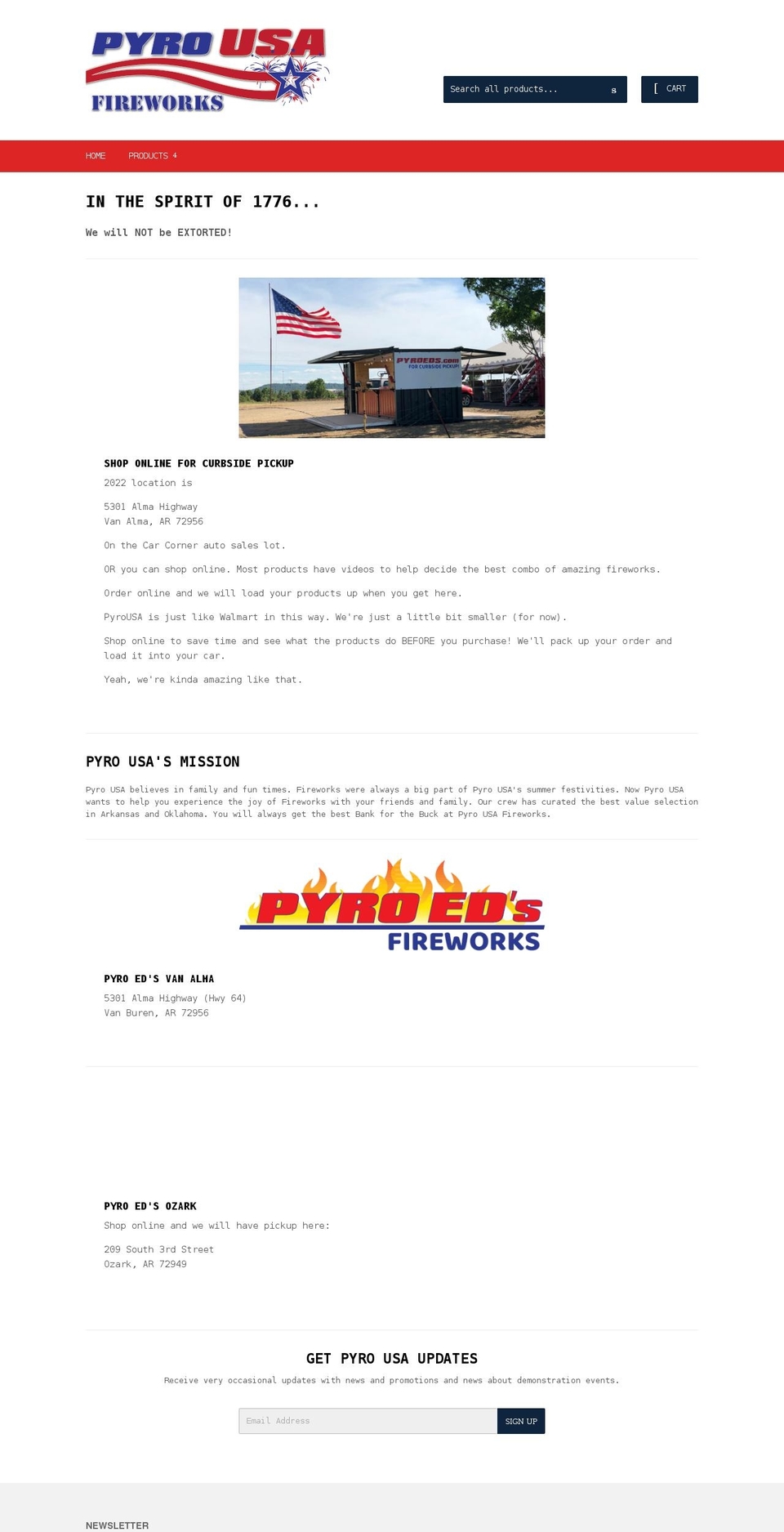 pyrousa.com shopify website screenshot