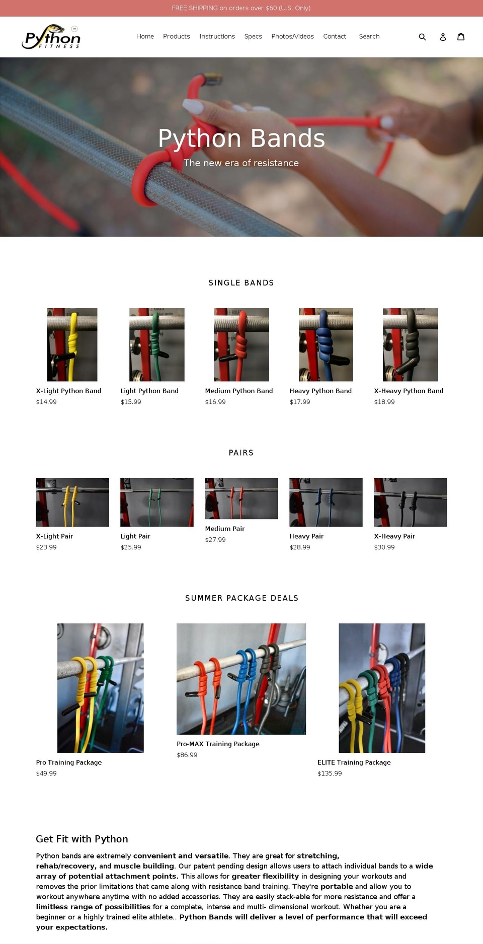 pythonbands.com — Shopify storefront screenshot