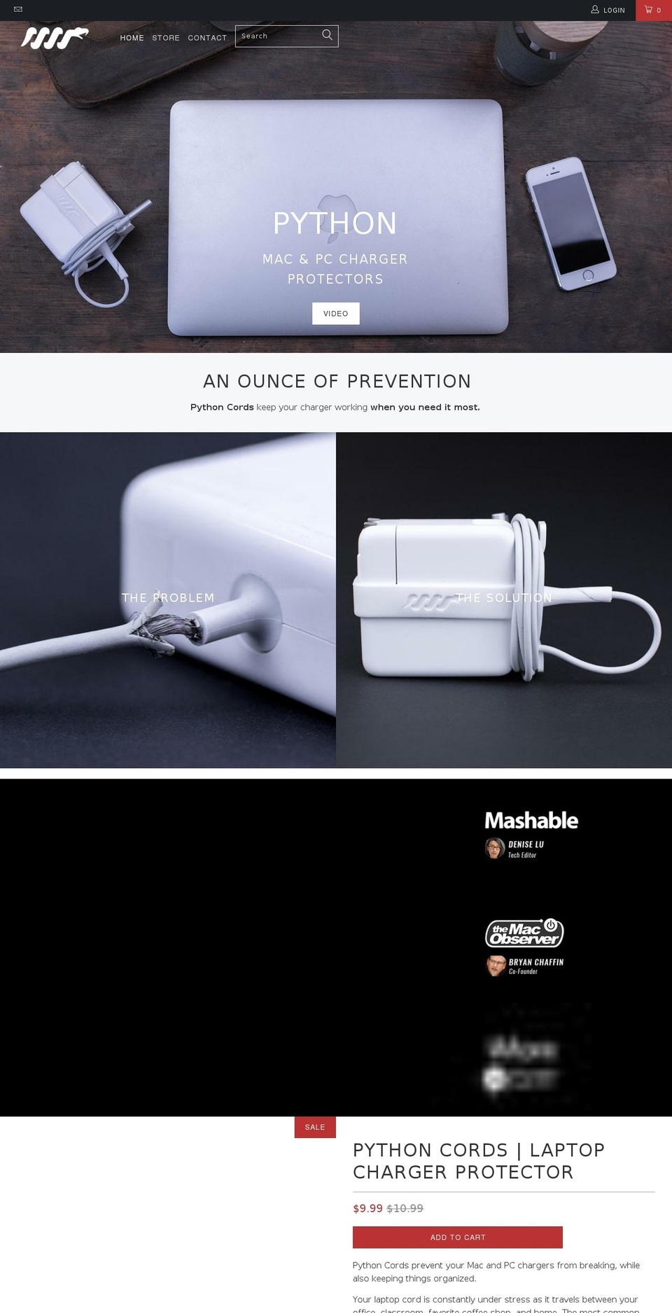 pythoncords.com shopify website screenshot