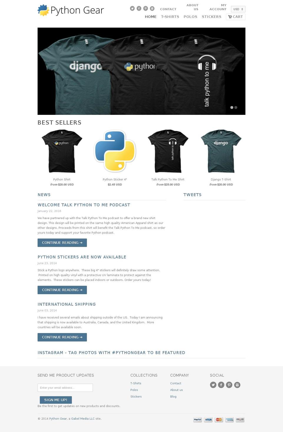 pythongear.com shopify website screenshot