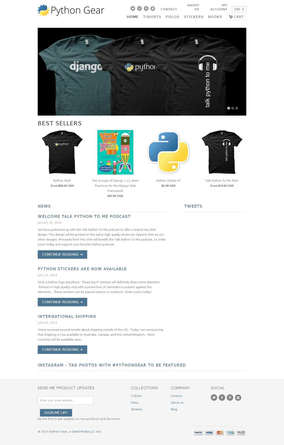 pythongear.org shopify website screenshot