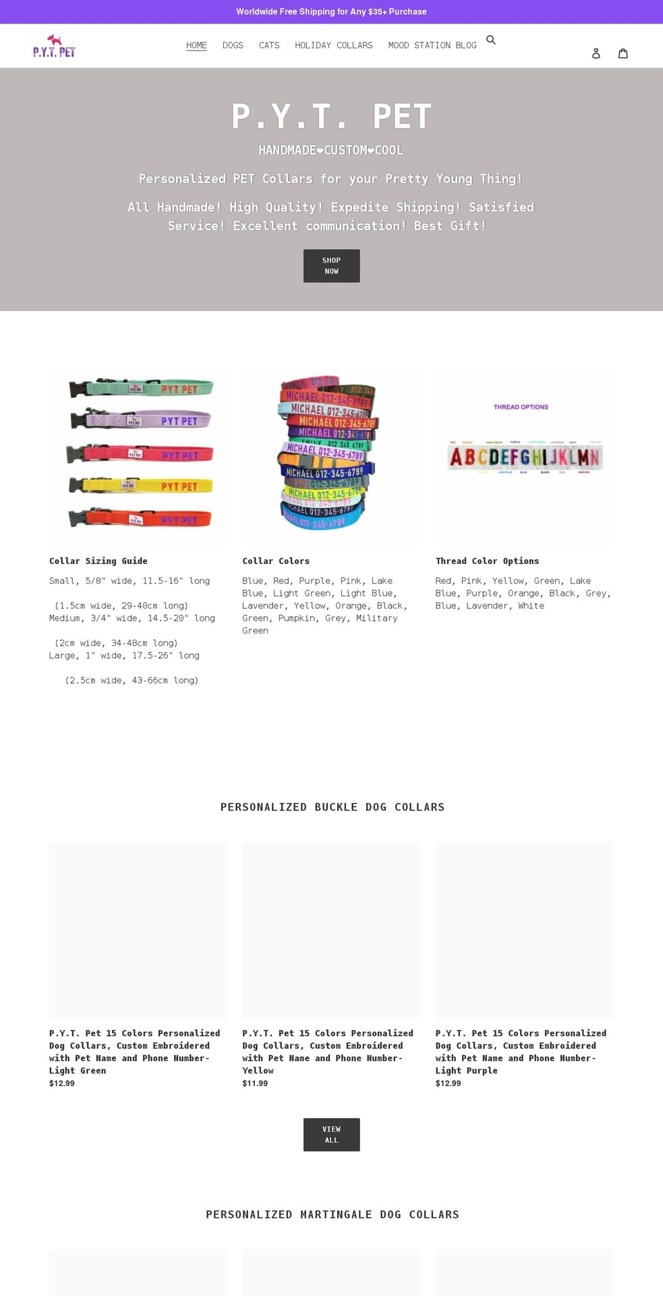 pytpet.com shopify website screenshot