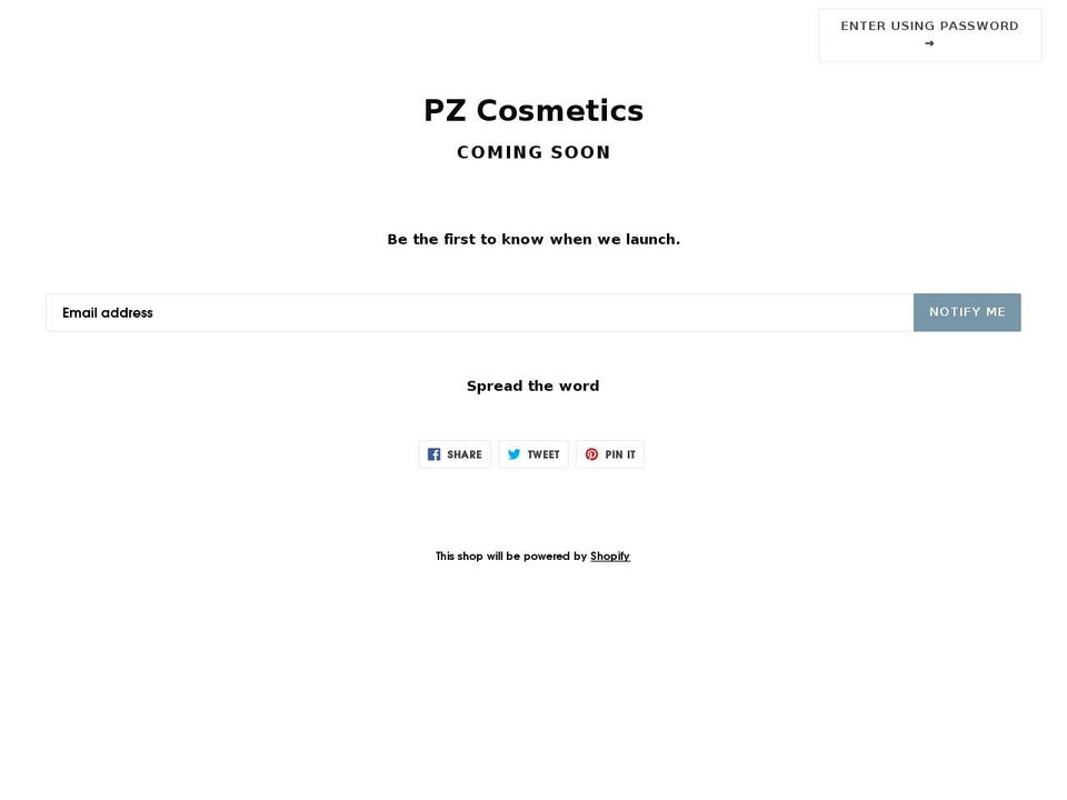 pzcosmetics.com — Shopify storefront screenshot