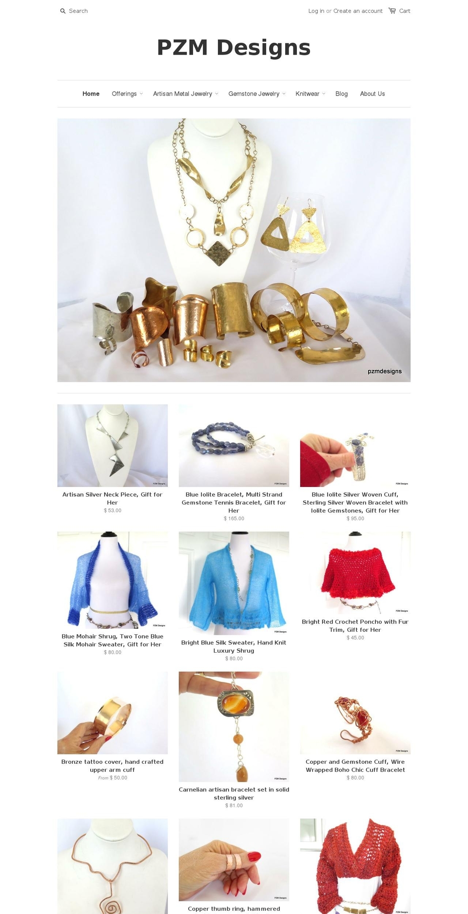 pzmdesigns.com shopify website screenshot