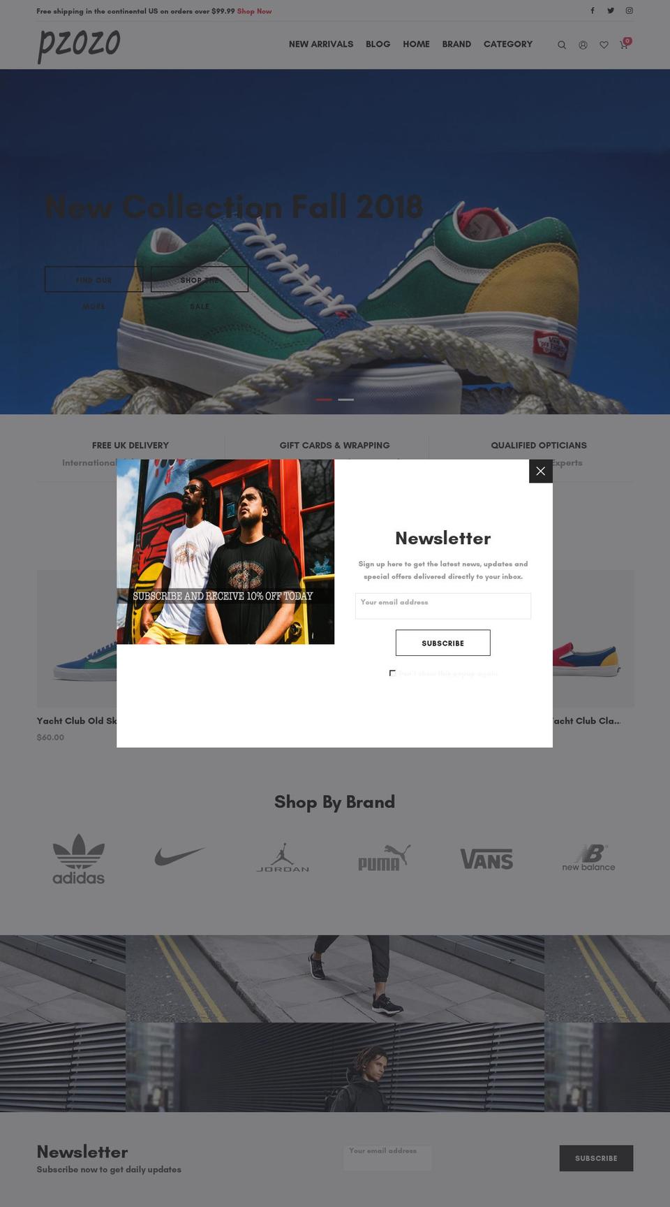pzozo.com — Shopify storefront screenshot