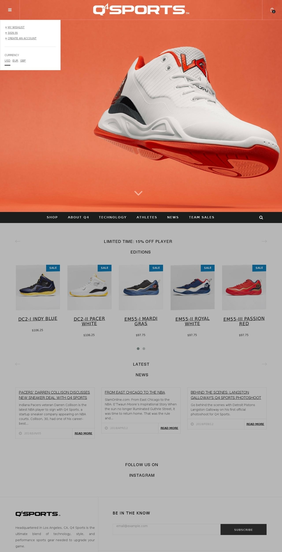 q4bball.net shopify website screenshot