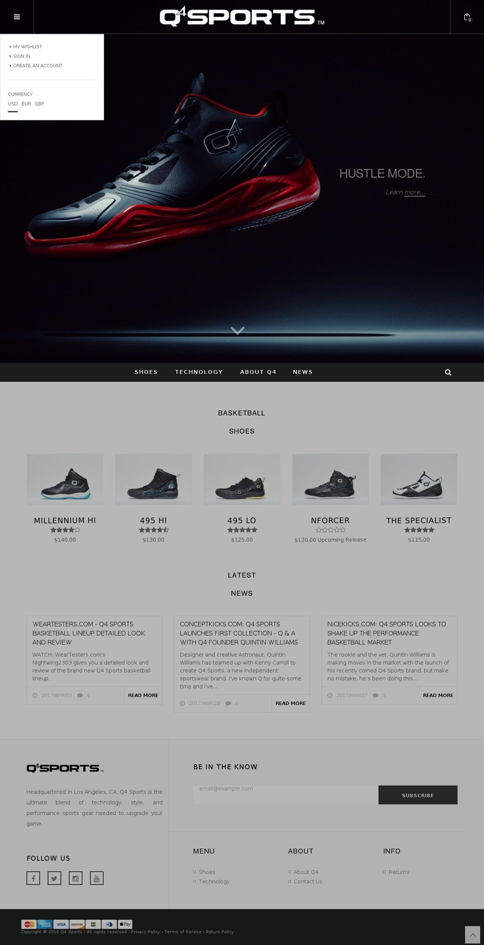 Sports Shopify theme site example q4sports.com