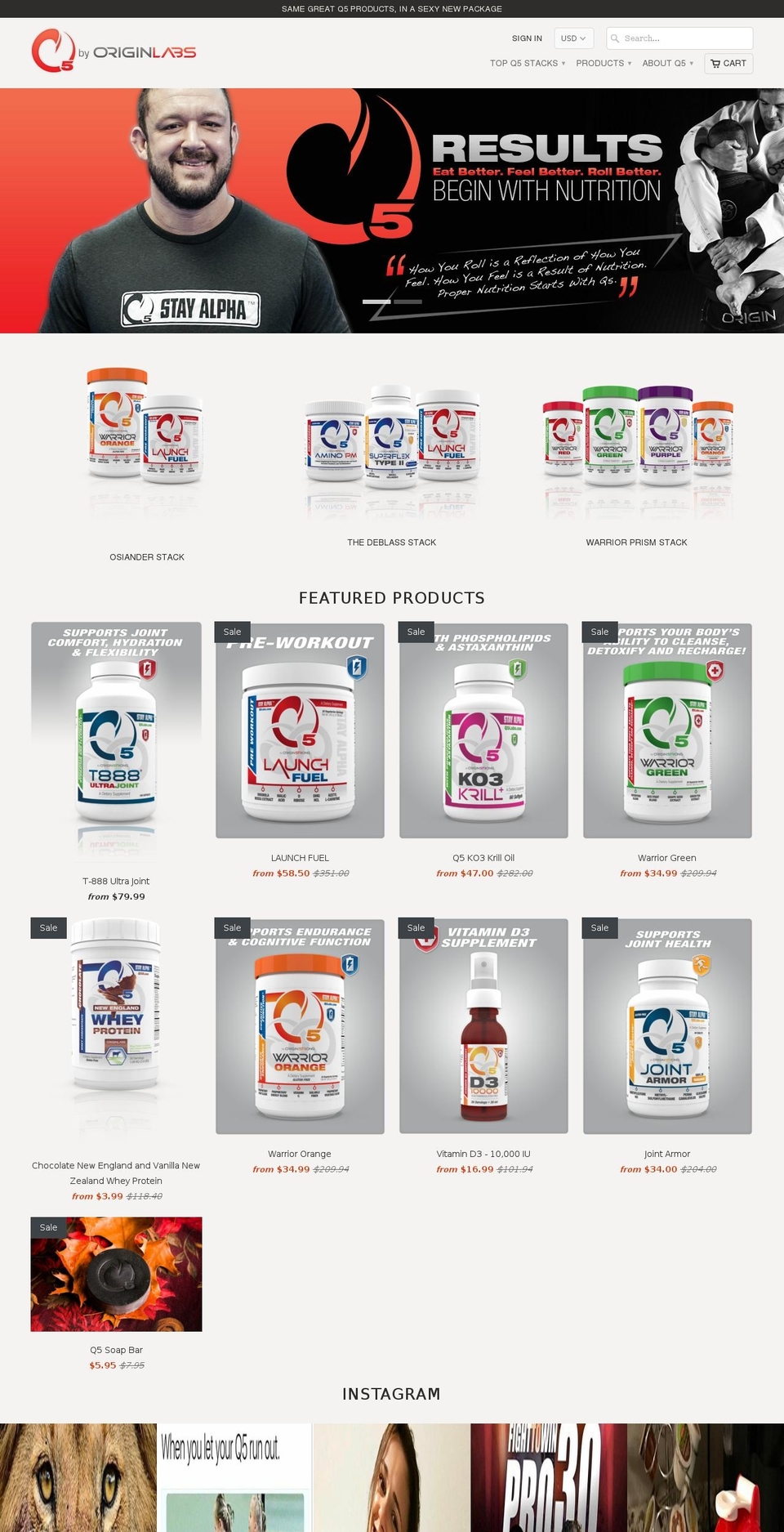 q5sportsnutrition.com shopify website screenshot
